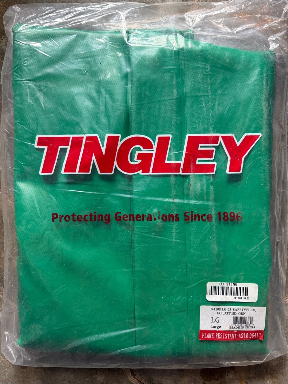 Tingley Safetyflex Green Hooded Jacket - Flame Resistant - Large J41108